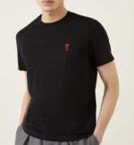 Tricou AMI Paris-Negru cu Logo Brodat Ami de Coeur - imagine 6