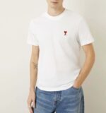 Tricou AMI Paris-Alb cu Logo Brodat Ami de Coeur - imagine 4