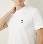Tricou AMI Paris-Alb cu Logo Brodat Ami de Coeur - imagine 3